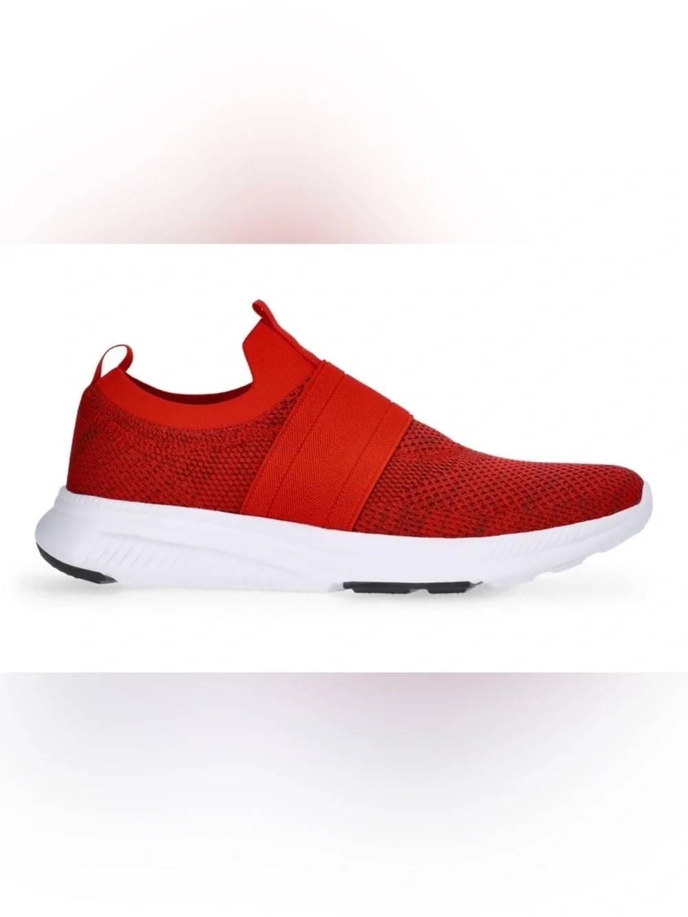 NWT Athletic Works Red Banded Jogger Slip-On Knit Athletic Shoes Size 10.5